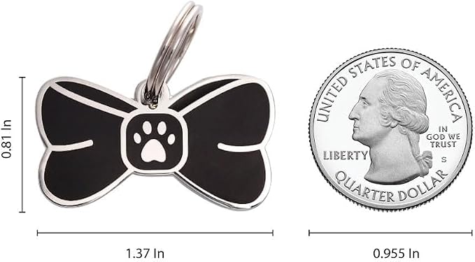 Two Tails Bowtie Pet ID Tag, Personalized Dog Name Tag - Image 4