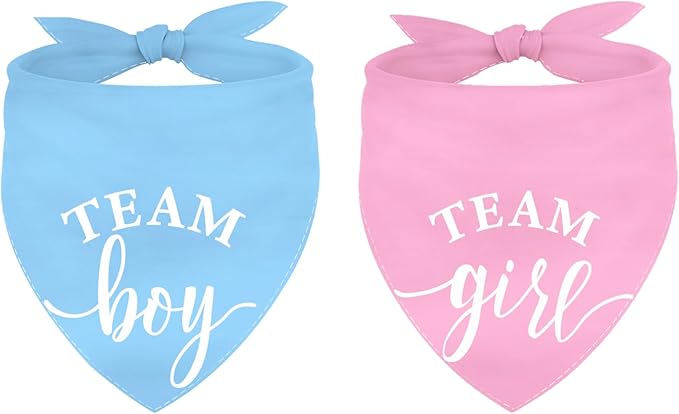 Whaline 2 Pack Gender Reveal Dog Bandana Team Boy Team Girl Triangle Pet Scarf by Whaline