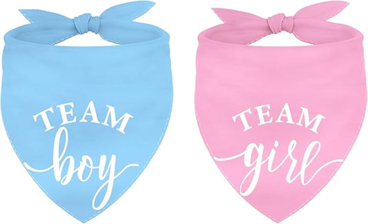 Whaline 2 Pack Gender Reveal Dog Bandana Team Boy Team Girl Triangle Pet Scarf by Whaline