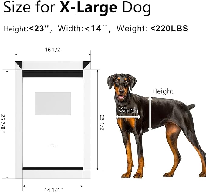 Aluminum XL Dog Door with 2 Sliding Lock Panels, Doggy Door - Image 6