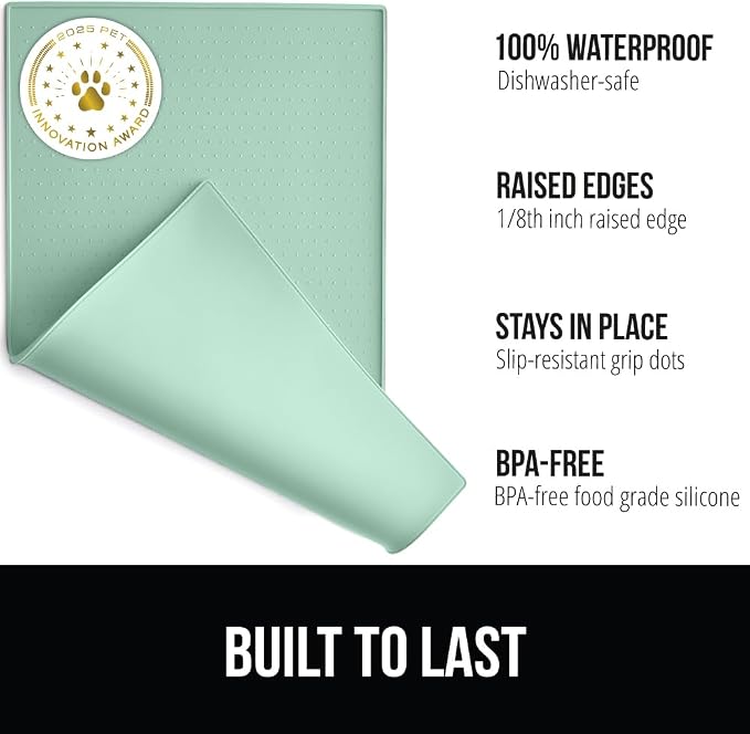 GORILLA GRIP 100% Waterproof Raised Edge BPA Free Silicone Pet Feeding Mat - Image 2