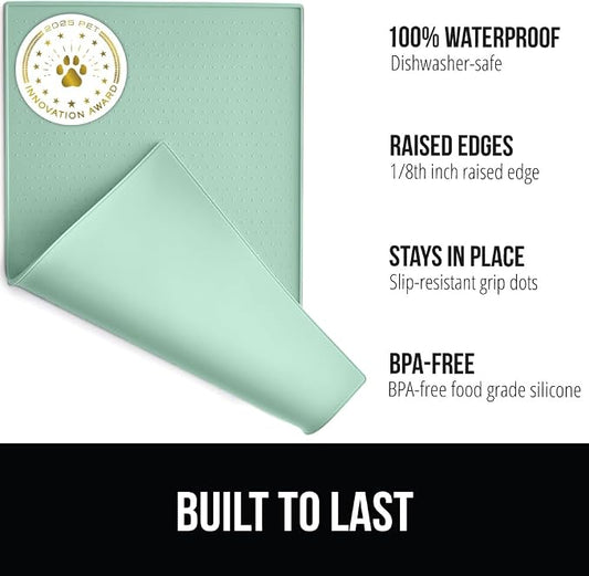 GORILLA GRIP 100% Waterproof Raised Edge BPA Free Silicone Pet Feeding Mat - Image 2