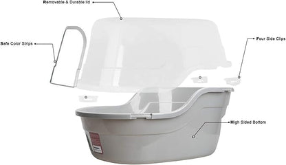Petphabet Jumbo Hooded Cat Litter Box, Extra Large Gray - Image 5