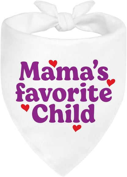 Mama's Favorite Child White Dog Bandana, Funny Photo Prop Pet Scarf Accessories by ZBBFSCSB