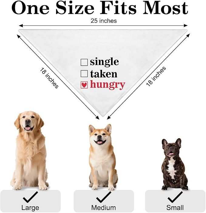 Funny Valentine's Day Dog Bandana, Single Taken Hungry Checklist Dog Bandana - Image 2