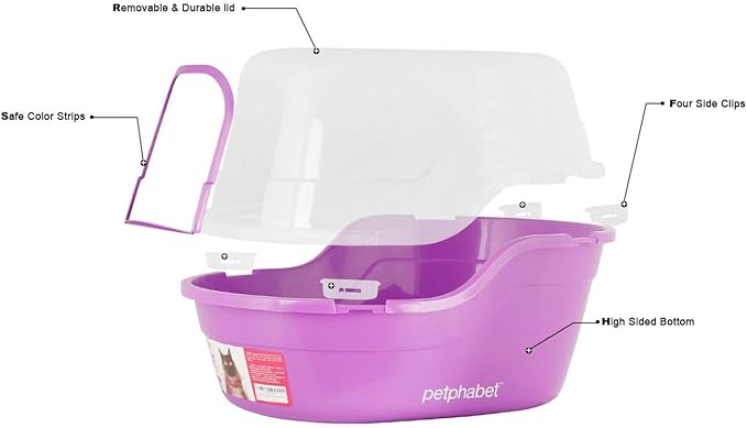 Covered Litter Box, Jumbo Hooded Cat Litter Box Holds Up to Two Small Cats - Image 4