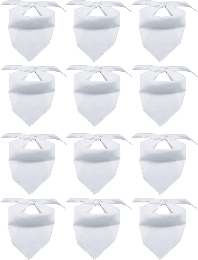 12 Pieces Sublimation Pet Bandanas White Heat Transfer Triangle Dog Scarf Blank by GroceryProduct