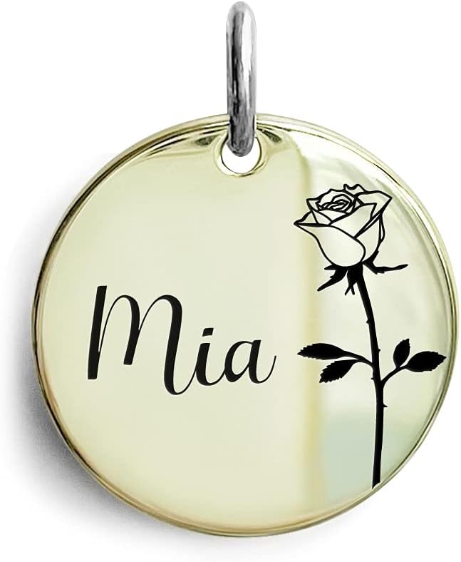 Cats Dogs ID Tags Personalized Engraving Birth Flowers Pattern by Acatinthetree