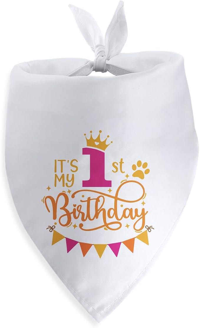 It's My 1st Birthday Dog Bandana Happy 1st Birthday Pet Triangle Scarf by SYIJIMSJKT