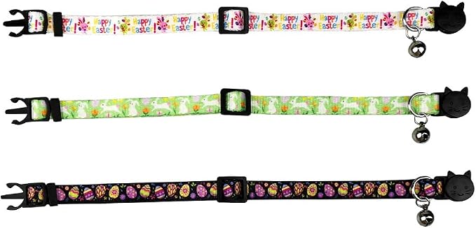 3 Pack Easter Cat Collar with Bell Breakaway Adjustable - Image 3