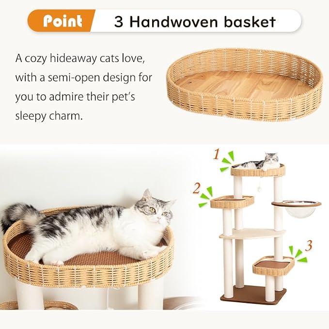 48'' Cat Tree for Large Cats, Modern Cat Tree Multi-Level Condo - Image 8