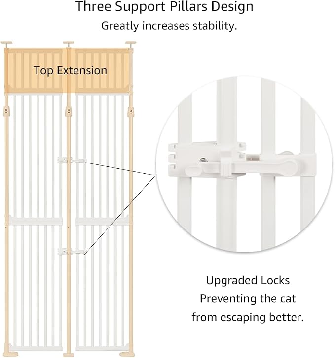 unipaws 86" High Extra Tall Cat Gate, Auto Closing and No Drilling Safety Gate - Image 5