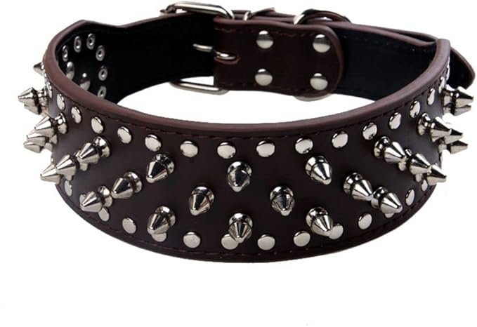 Serijoars Spiked Studded Dog Collar, PU Leather Dog Collar, Adjustable Pet by Serijoars