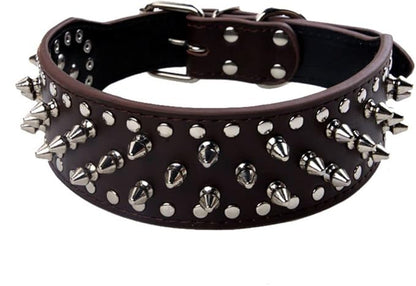 Serijoars Spiked Studded Dog Collar, PU Leather Dog Collar, Adjustable Pet by Serijoars