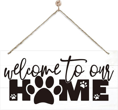 Welcome Sign for Front Door, Front Door Decor Wooden Hanging Sign for Wall Decor by corner+wind