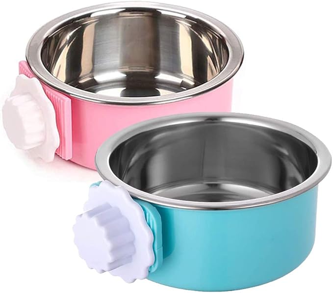 Stainless Steel Removable Pet Food Bowl, Anti-overturn Water Feeder Container by QIYADIN