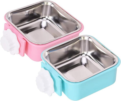 Dog Crate Bowl for Cage, Detachable Stainless Steel Pet Food Bowls, Hanging by QIYADIN