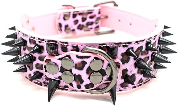 Serijoars Spiked Studded Dog Collar, PU Leather Dog Collar, Adjustable Pet by Serijoars