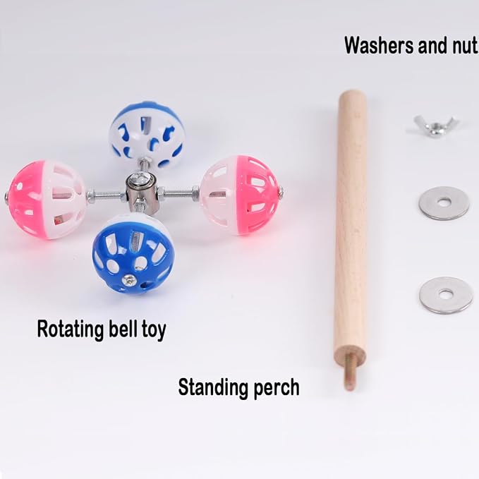 Bird Stand Perch Toy with Rotating Balls, Parakeet Stand Perch Toy - Image 5