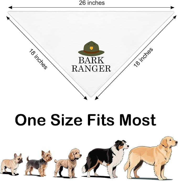 Bark Ranger White Dog Bandana, Funny Puppy Scarf Photo Prop - Image 2