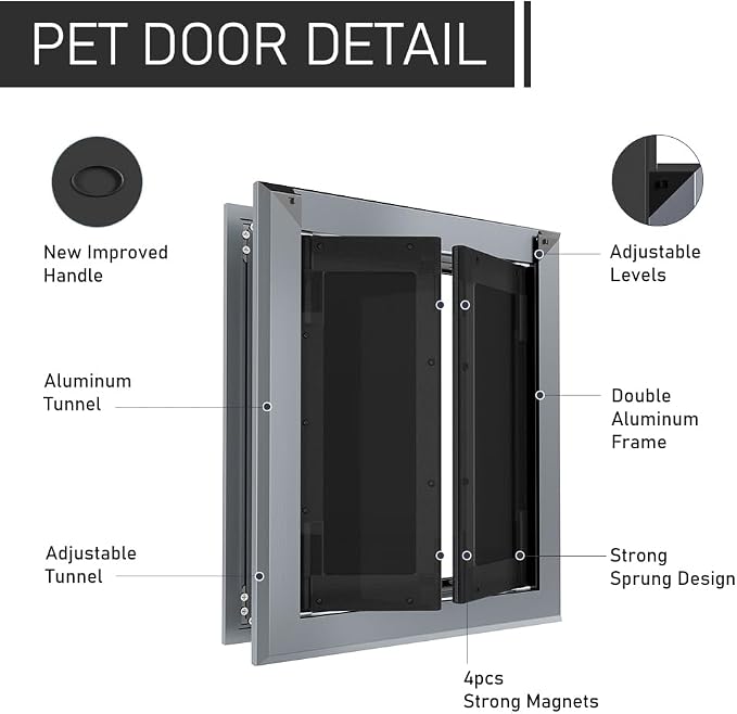 【PATAPLUS】 Aluminum French Large Dog Door, Strong Double Magnetic Flaps - Image 4