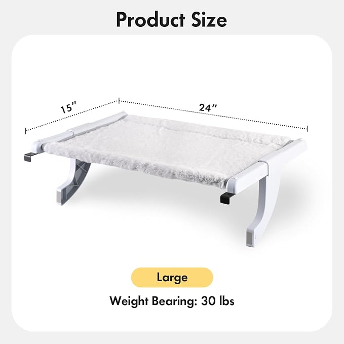 Window Sill Mount Cat Perch for Indoor Cats, One-Step Sliding Clamping Slot - Image 4