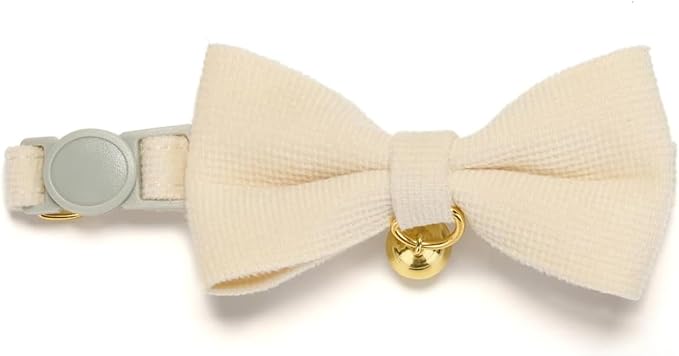 Soft Corduroy Cat Collar, Plaid Pattern, - Image 6