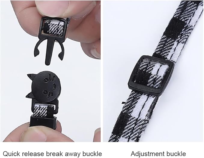 Green Plaid Bow Cat Collar - Image 5