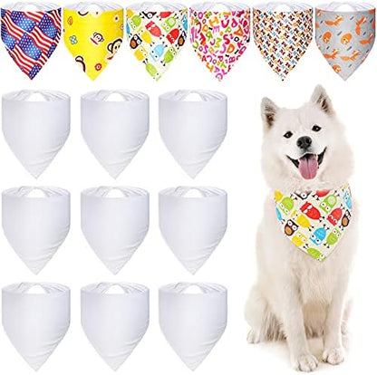 Weewooday 6 Pieces Sublimation Heat Transfer Dog Bandana Triangle Dog Scarf - Image 7