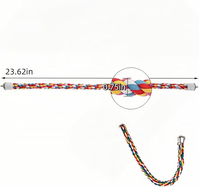 Bird Rope Perches, Parrot Toys, Bungee Rope Perches - Image 3