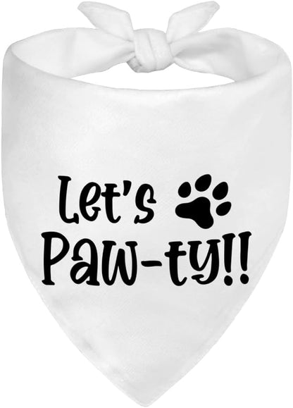 Let's Paw-ty White Dog Bandana, Cute Pet Birthday Bandana Gifts by Unknown