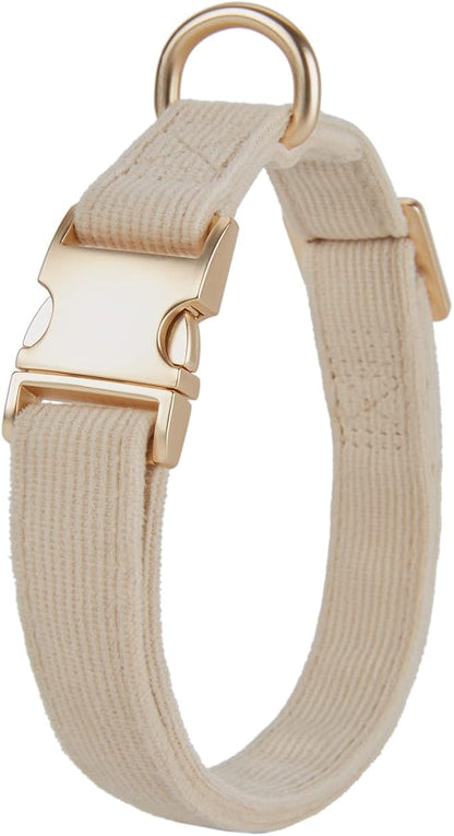Soft Cotton Dog Collar with Metal Buckle Adjustable Heavy Duty Comfy Corduroy - Image 4