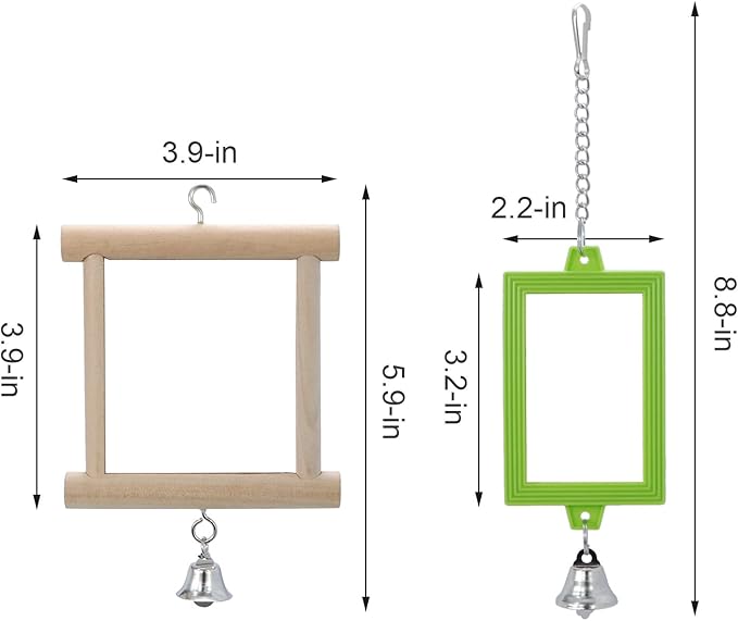 4 PCS Bird Mirror with Bell Parrot Hanging Interactive Playing Toy - Image 6