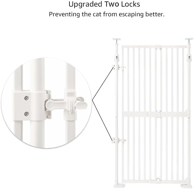 unipaws 57" H Cat Gate for Stairs, Fit for 21"-34" Wide Narrow Sapce, Auto - Image 5