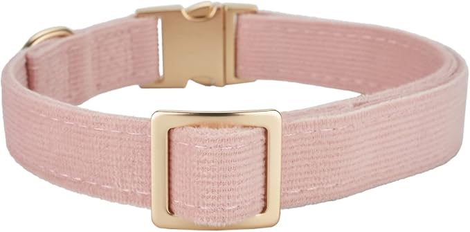 Soft Cotton Dog Collar with Metal Buckle Adjustable Heavy Duty Comfy Corduroy - Image 3