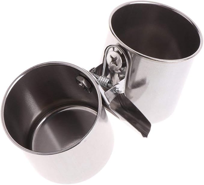 Hypeety Bird Parrot Feeding Double Cups Stainless Steel Food Water Bowls by Hypeety