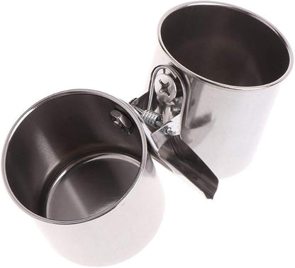 Hypeety Bird Parrot Feeding Double Cups Stainless Steel Food Water Bowls by Hypeety