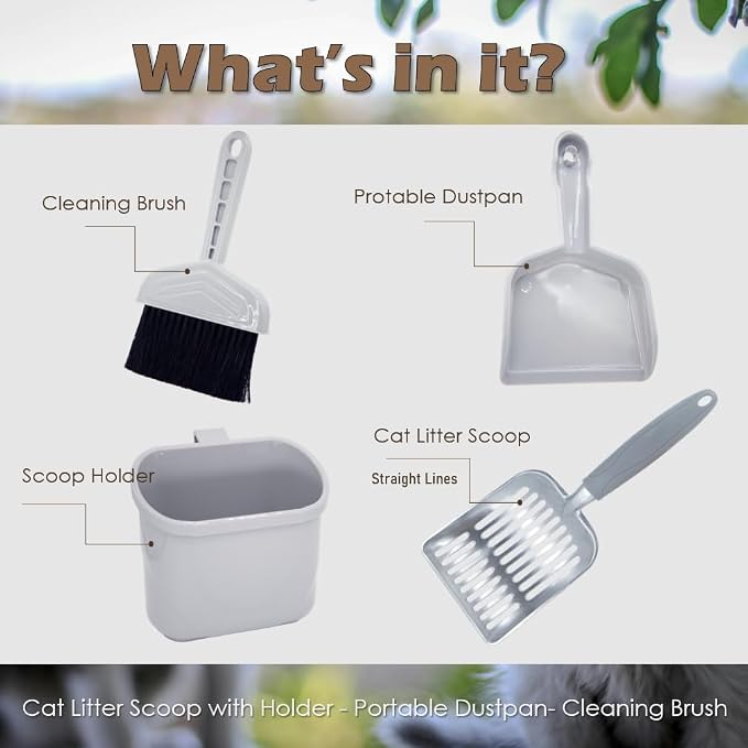 4-in-1 Cat Litter Scoop with Holder, Cat Litter Box Organizer Cleanup Kit - Image 2