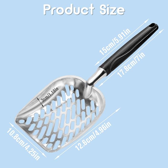 Cat Litter Scoop, Mesh Shovel, Stainless Steel Metal Scoop, Poop Sifting - Image 2