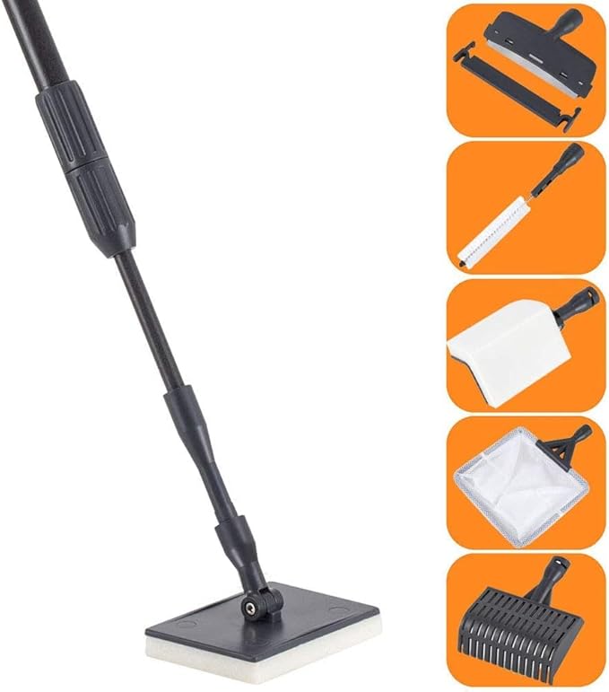 hygger Carbon Fiber 6 in 1 Aquarium Cleaning Tool Kit Al-gae Scraper Scrubber by hygger