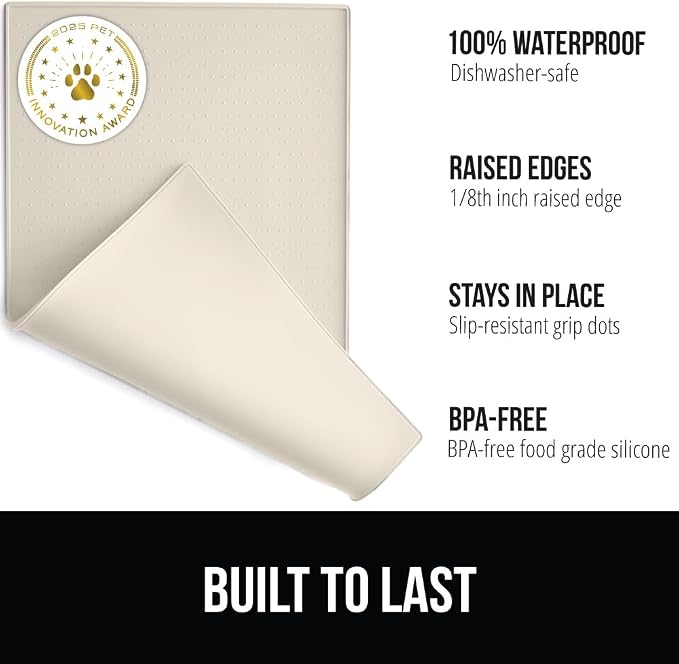 GORILLA GRIP 100% Waterproof Raised Edge BPA Free Silicone Pet Feeding Mat - Image 2