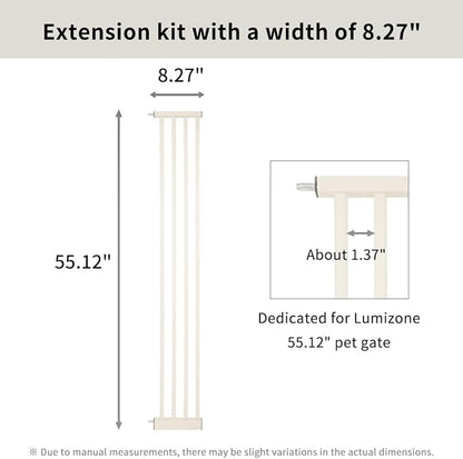 Lumizone Extra Tall Pet Gate 55.12" High Pressure Mounted 8.27" Wide Extension - Image 2