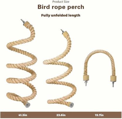3pcs Bird Rope Perch for Parrots, Bird Cage Climbing Rope Toys Accessories - Image 2