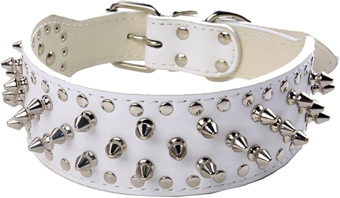 Serijoars Spiked Studded Dog Collar, PU Leather Dog Collar, Adjustable Pet by Serijoars