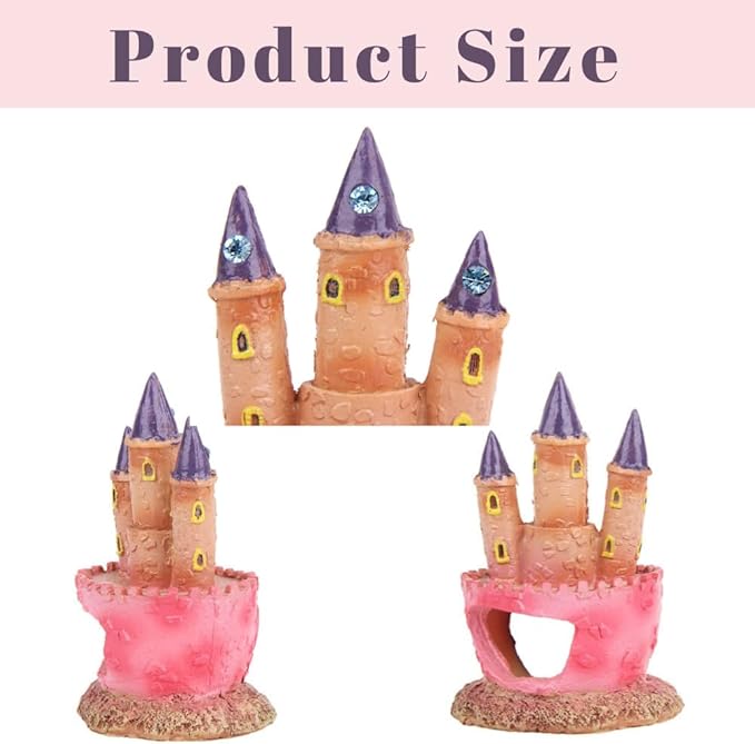 Fish Tank Decorations Pink Castle Aquarium Decorations Resin Fish Cave Hideouts - Image 3