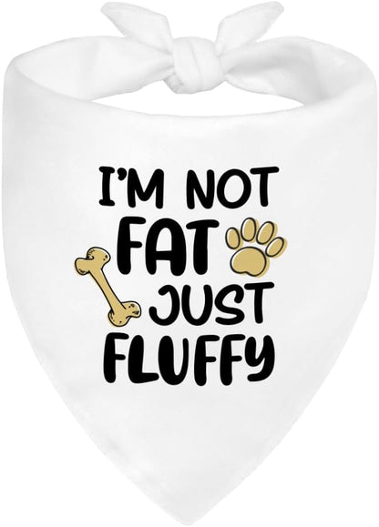 I'm Not Fat Just Fluffy White Dog Bandana, Funny Cute Puppy Scarf Accessory by ZBBFSCSB
