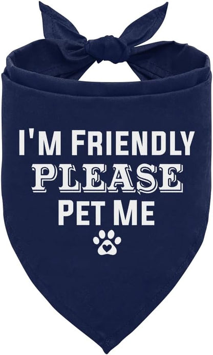I'm Friendly Please Pet Me Dog Bandana, Dark Blue Dog Bandana, Funny Cute Pet by ZPPRJF