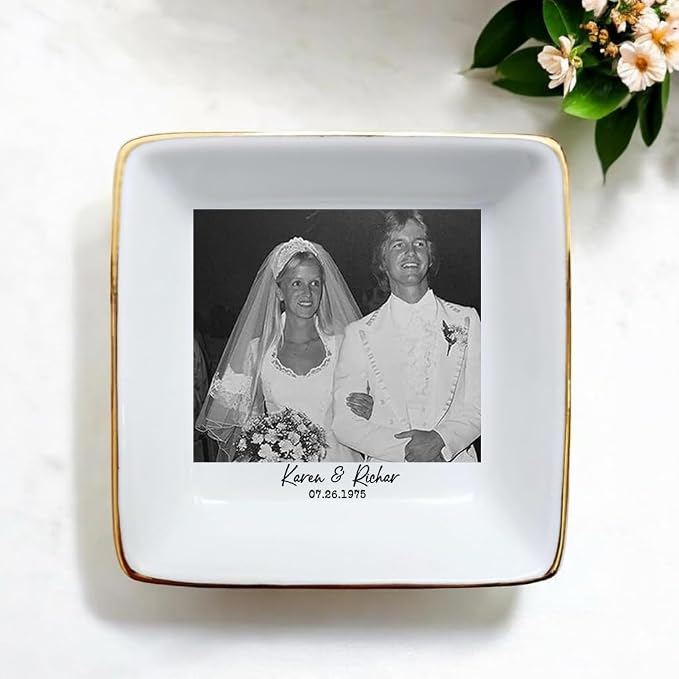 Custom Photo Ring Dish, Personalized Picture Trinket Tray, Wedding Anniversary - Image 2