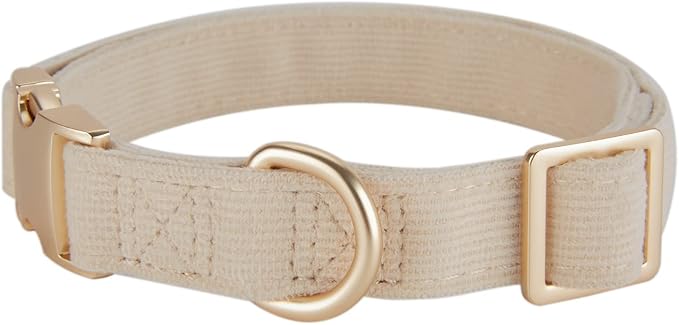 Soft Cotton Dog Collar with Metal Buckle Adjustable Heavy Duty Comfy Corduroy - Image 3