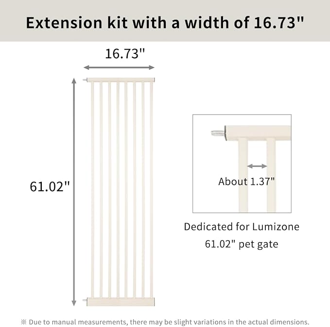 Lumizone Extra Tall Cat Gate Extension Kit 61.02" High Pressure Mounted 16.73" - Image 3